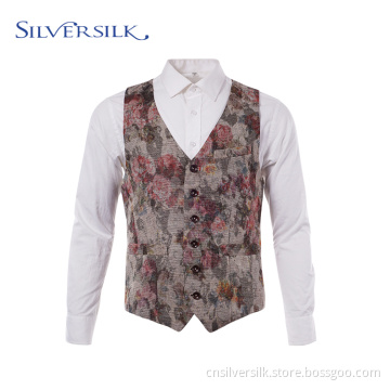 Klassische Weste mit Blumenmuster Western-Anzugweste aus Polyester